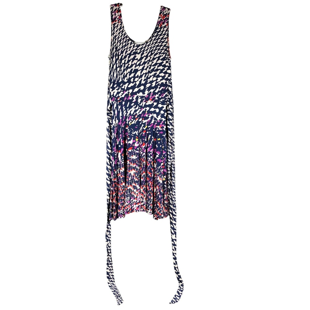 Leota Sleeveless Dress Women Small Multicolor Excellent Abstract Fit Flare Tie